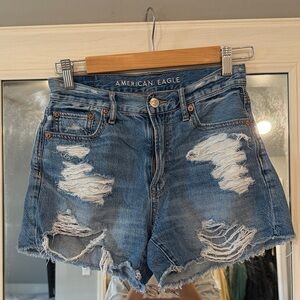 American Eagle Outfitters Ripped Blue Denim Jean Shorts